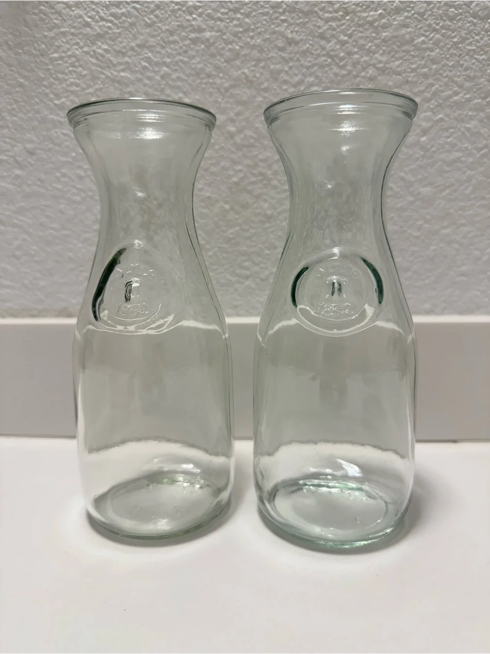 Mason Clear Glass Carafe Pair